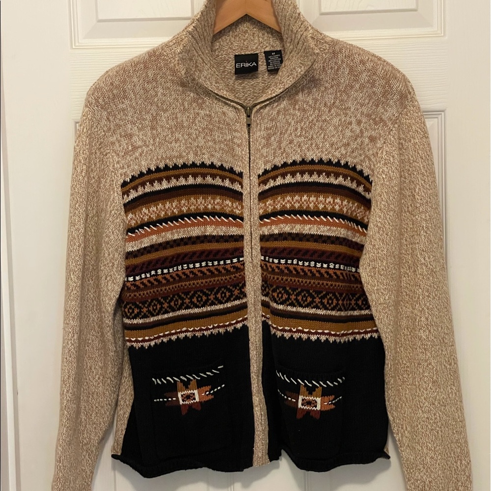Erika cotton blend zippered sweater